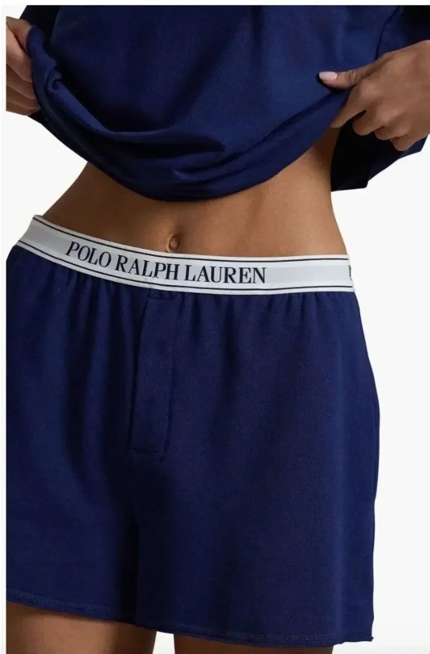 Polo Ralph Lauren Navy Logo Short Sleeve Crew Neck Pajama Set Women’s Medium New